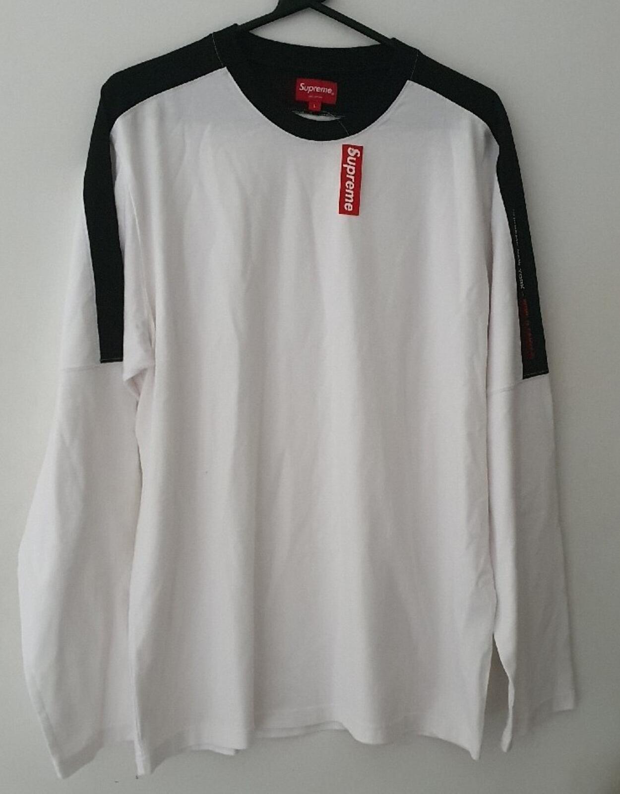 FW18 Supreme Paneled L/S Top Top White tee L large long sleeve T-shirt New