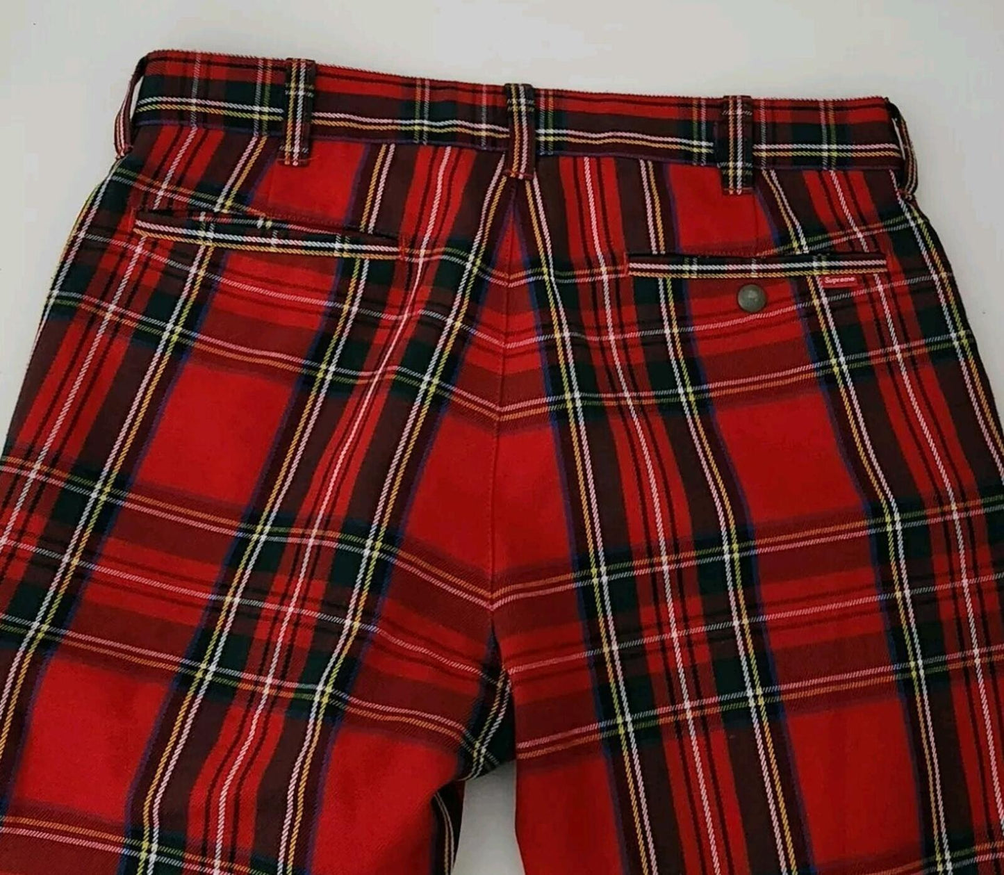 FW17 Supreme work pant Slim 32 Red Stewart Tartan Plaid trousers pants W32 L28