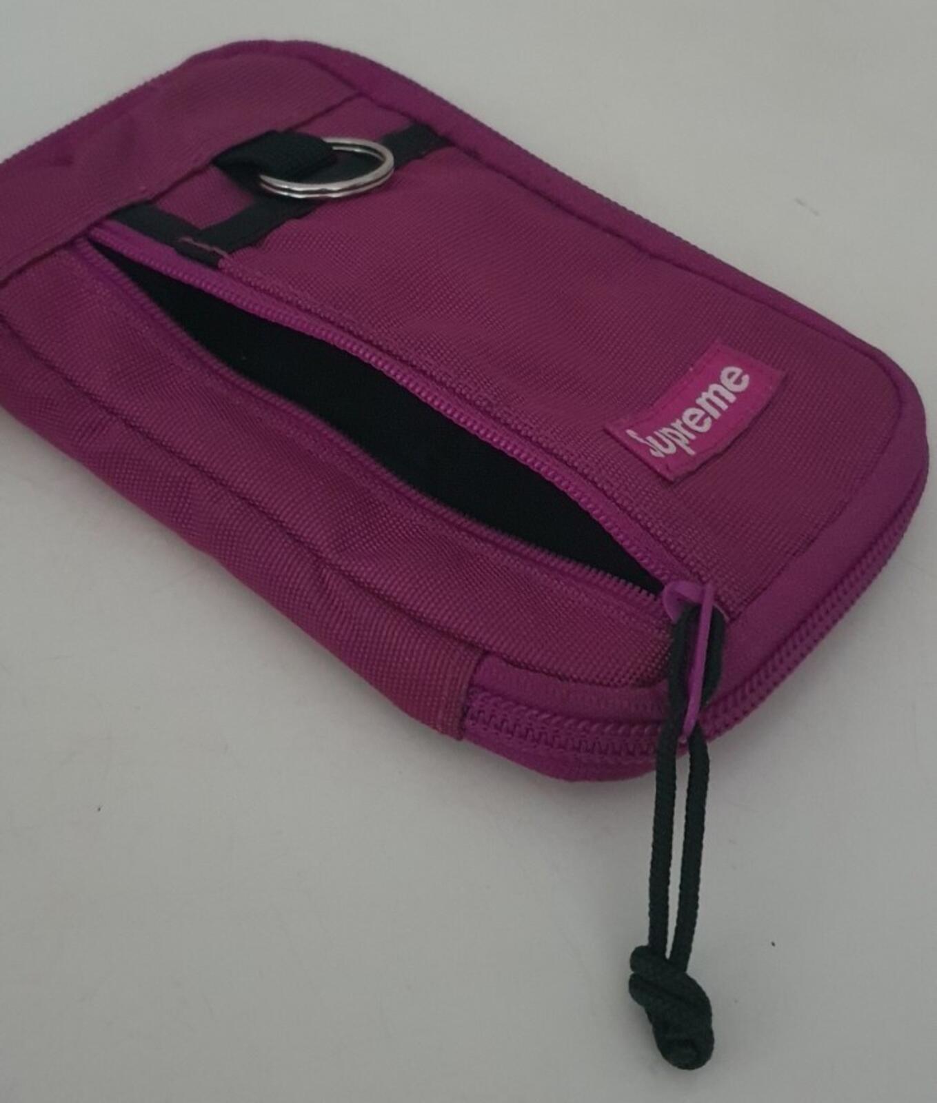 FW19 Supreme magenta small zip pouch cordura nylon bag Water resistant wallet