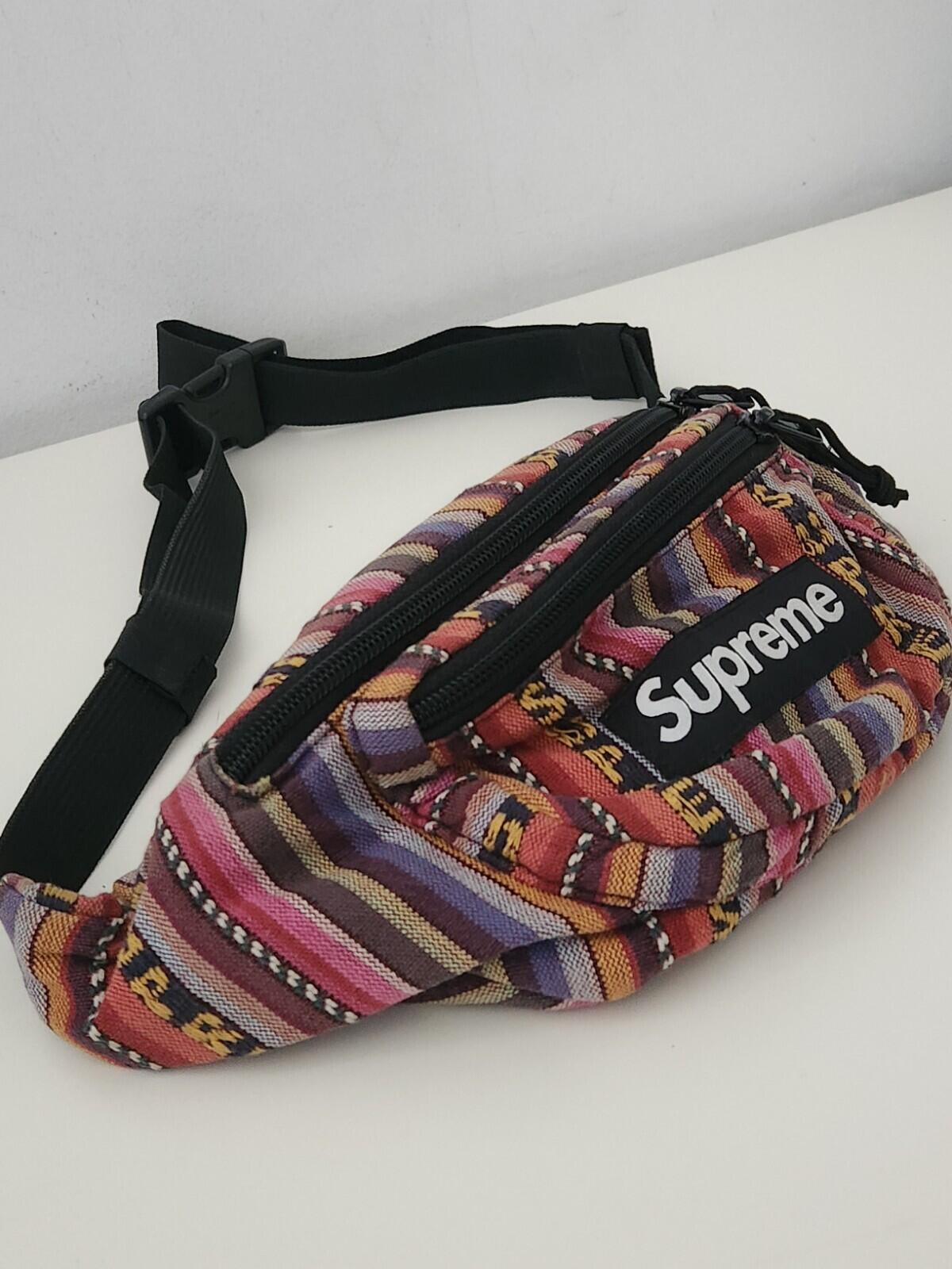 SS20 Supreme Woven Stripe Waist Bag Multicolour
