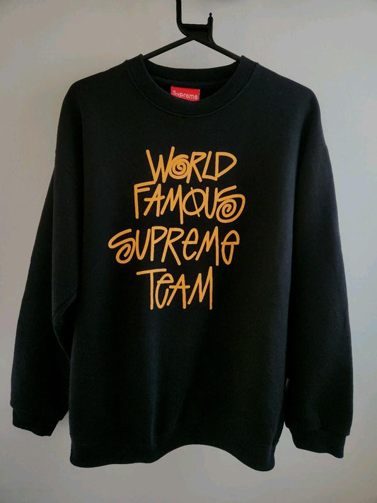 Supreme Stussy Vintage Crewneck 2000er Jahre Archiv-Sweatshirt Selten OG Jumper Schwarz