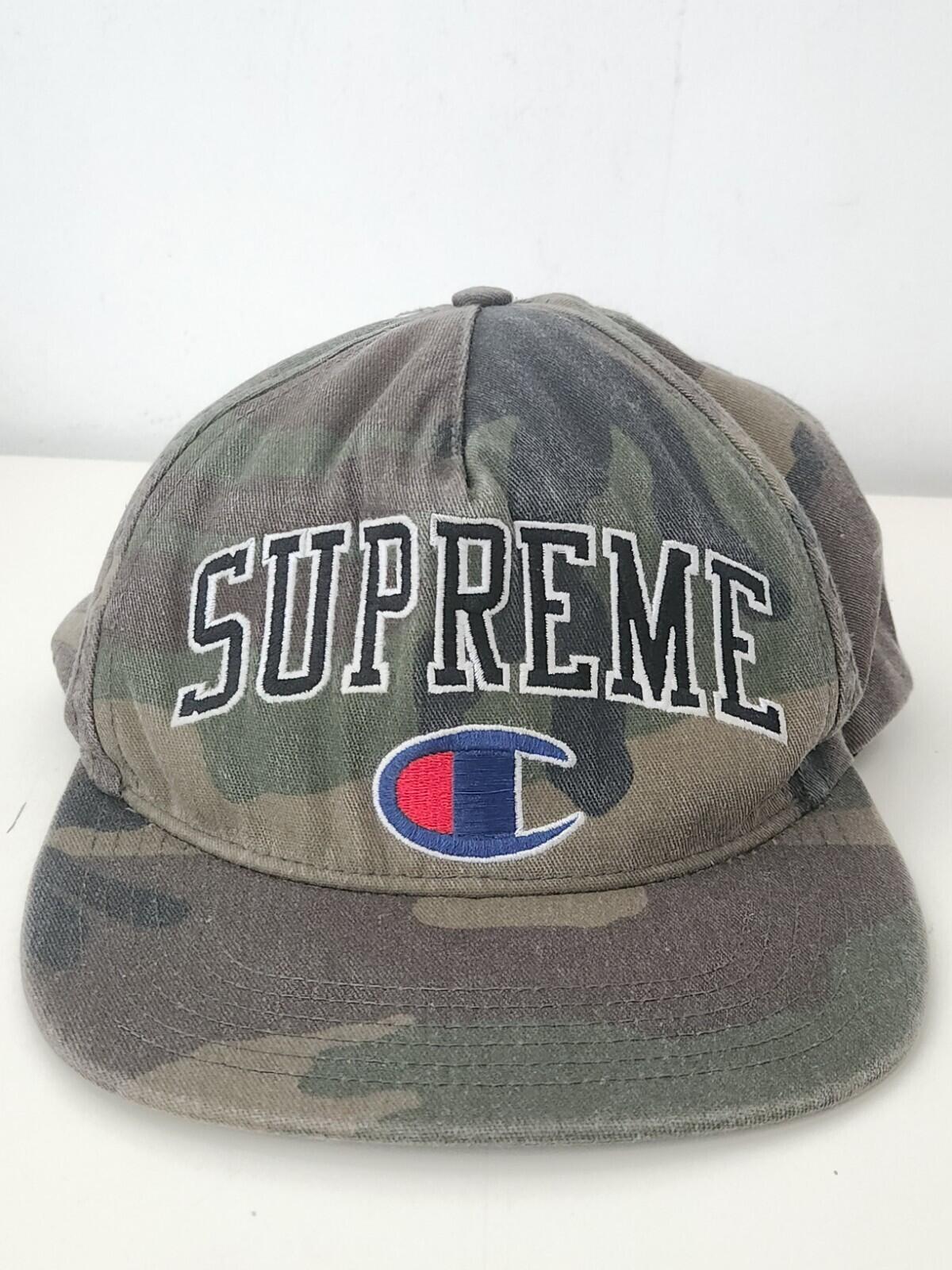 Gorra con diseño de camuflaje de 5 paneles con logotipo bordado Supreme x Champion FW14 Vintage 2014