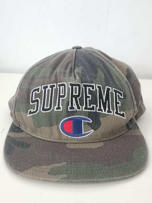 Gorra con diseño de camuflaje de 5 paneles con logotipo bordado Supreme x Champion FW14 Vintage 2014