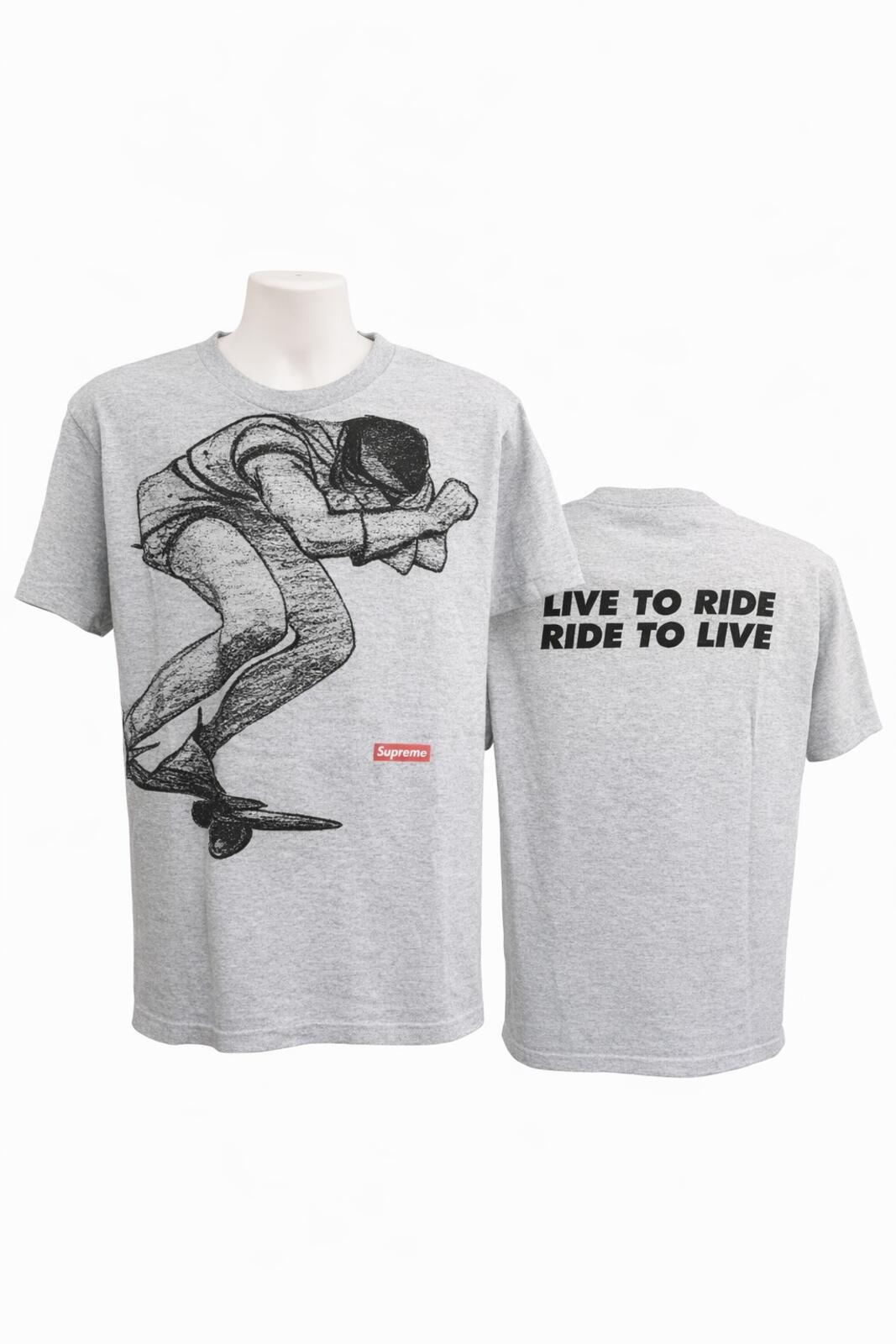 FW07 Supreme Robin Live To Ride, Ride To Live Tee Heather Grey Size M