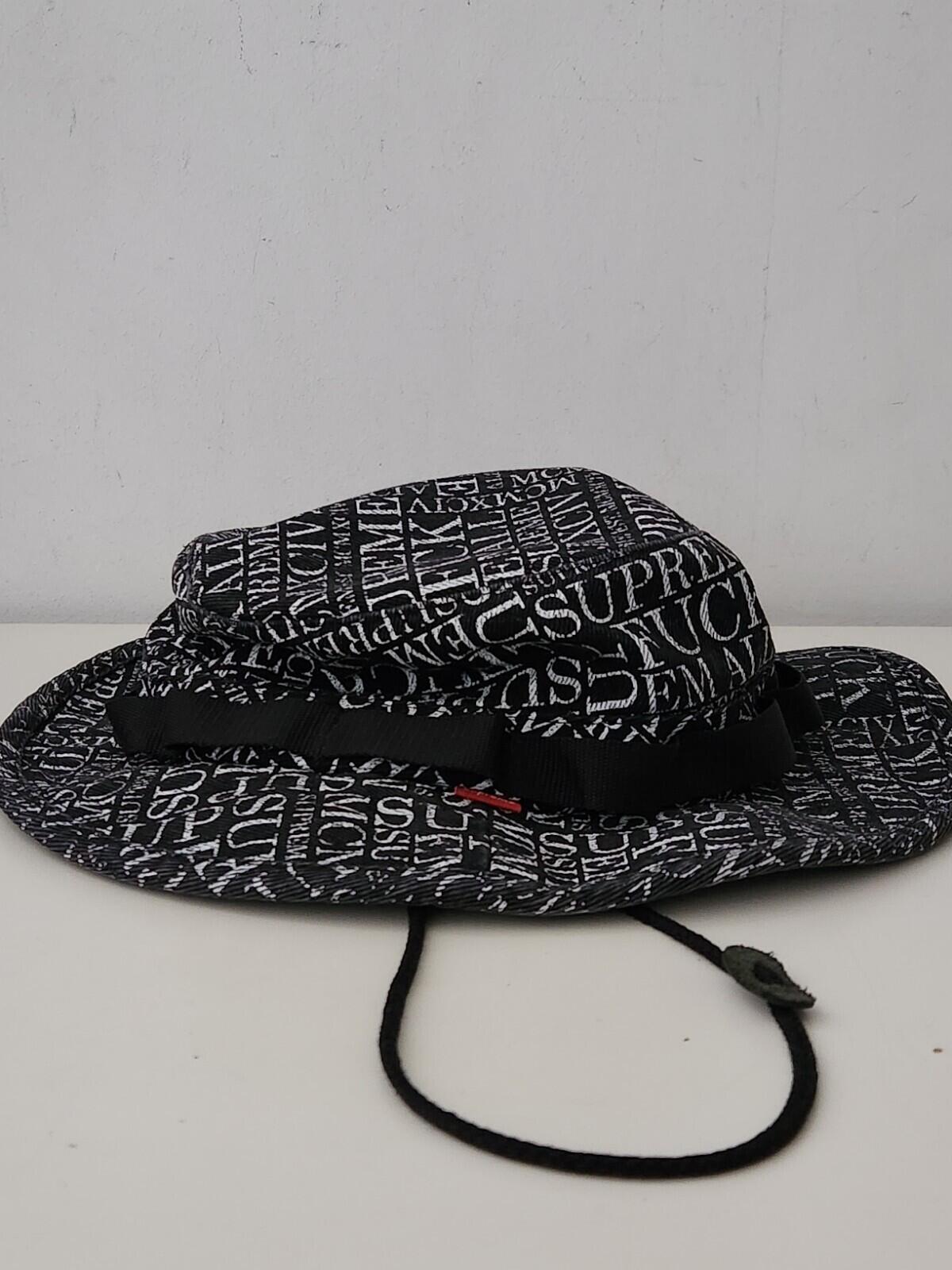 FW15 Supreme F UCK 'EM ALL boonie size S/M black bucket hat small medium Crusher