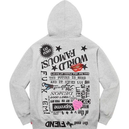 Sudadera con capucha Supreme Fiend SS23 gris jaspeado talla M