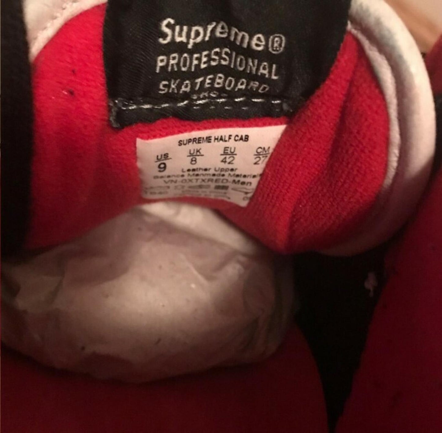 FW09 Supreme x Vans Micro Check Half Cab Red US 9 UK 8 EU 42