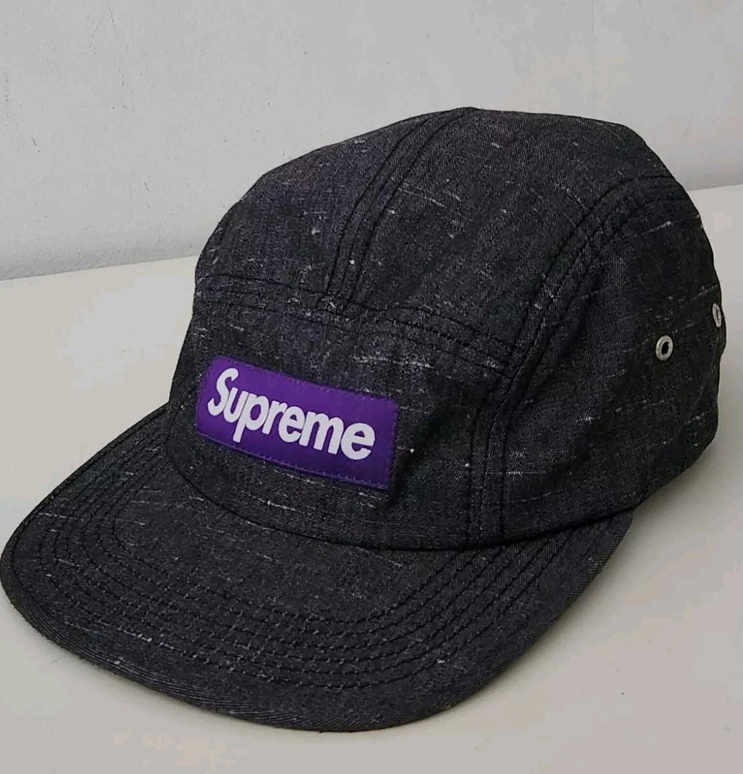 SS09 Supreme camp cap vintage Grey hat from 2009 Purple box logo Very Rare