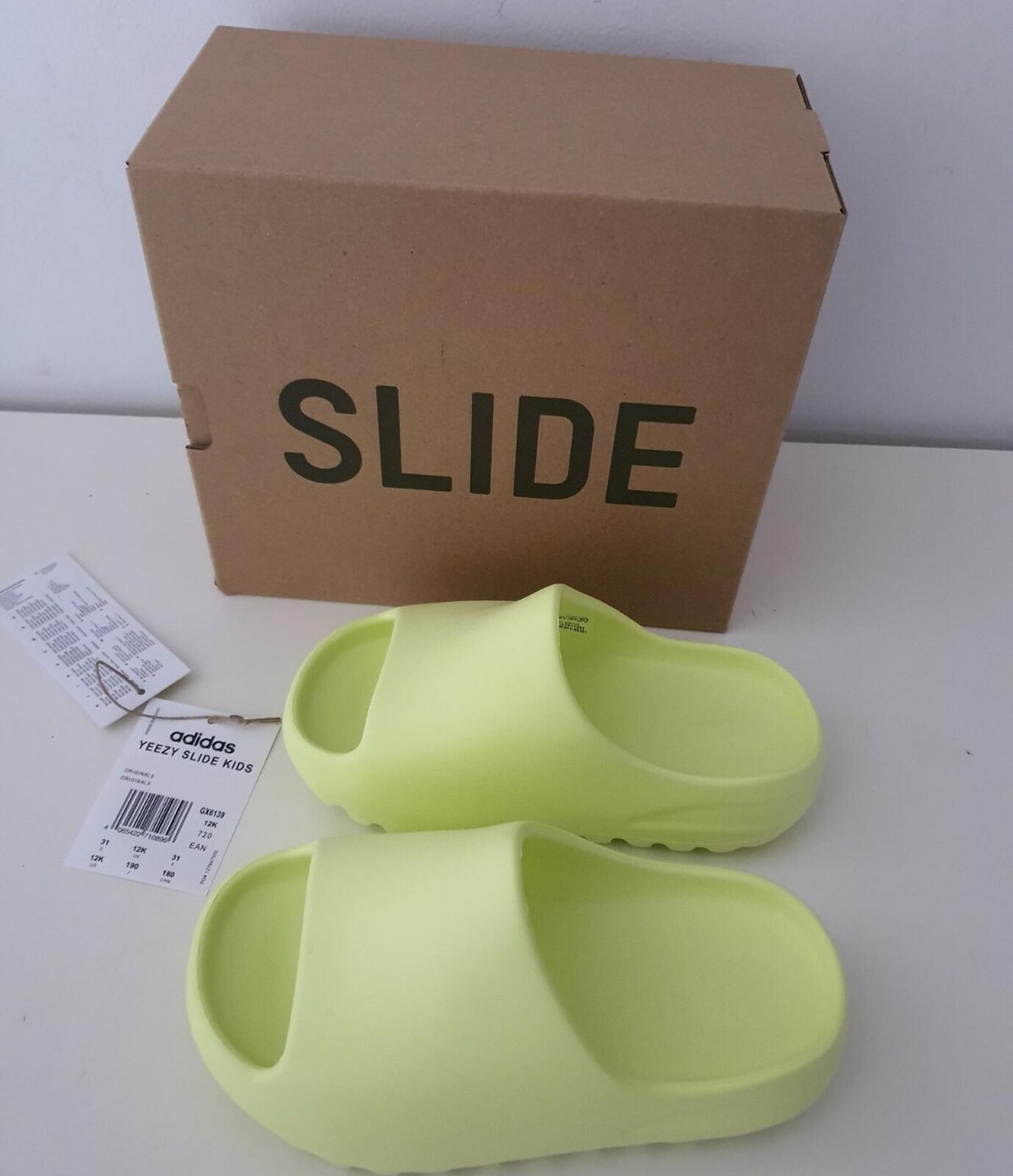KIDS ADIDAS YEEZY SLIDE US 12K UK 12K EUR 31 neon green KIDS slides Glow Green