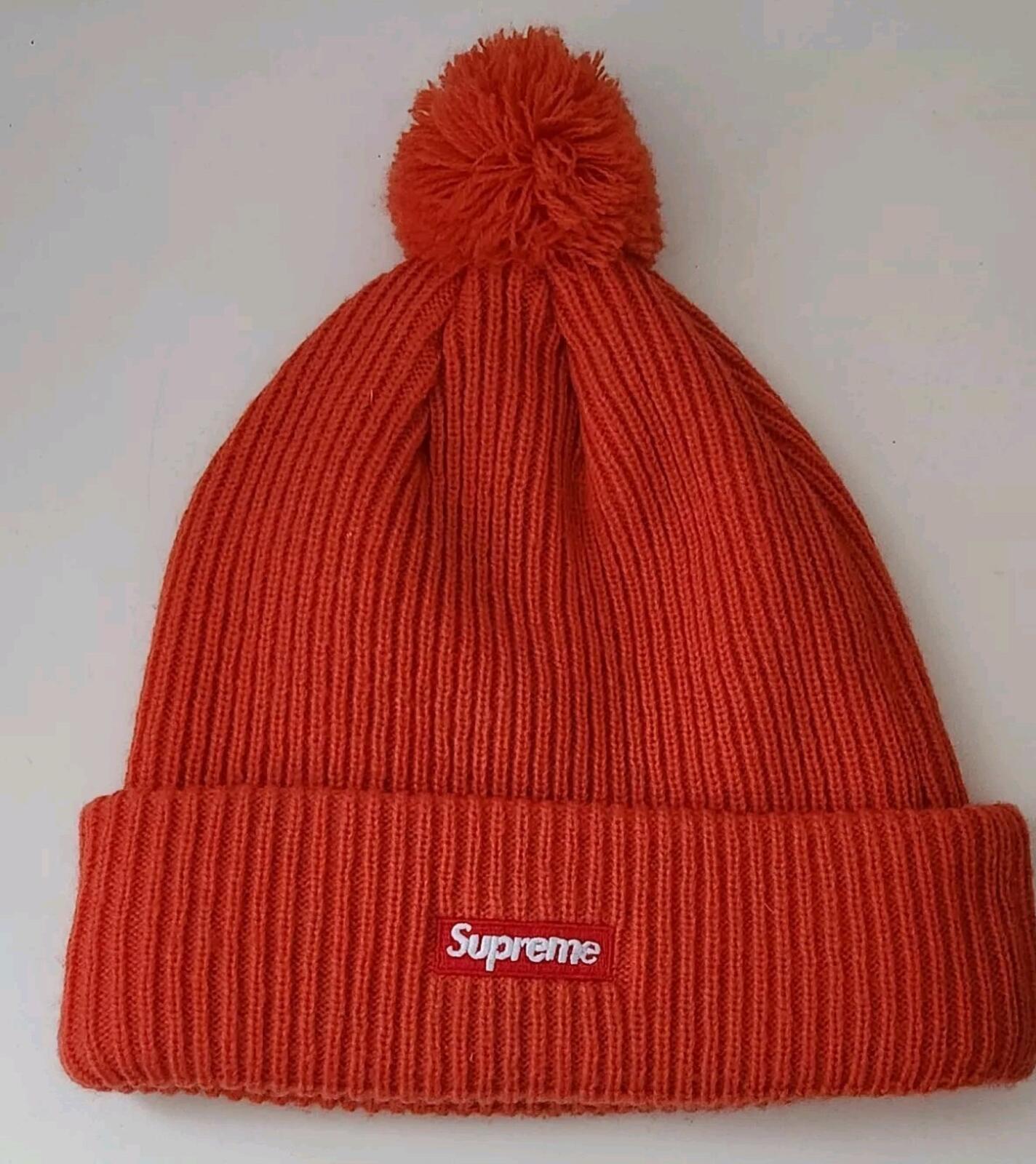 FW13 Supreme New Era beanie small box logo Very rare Orange Hat Vintage 2013