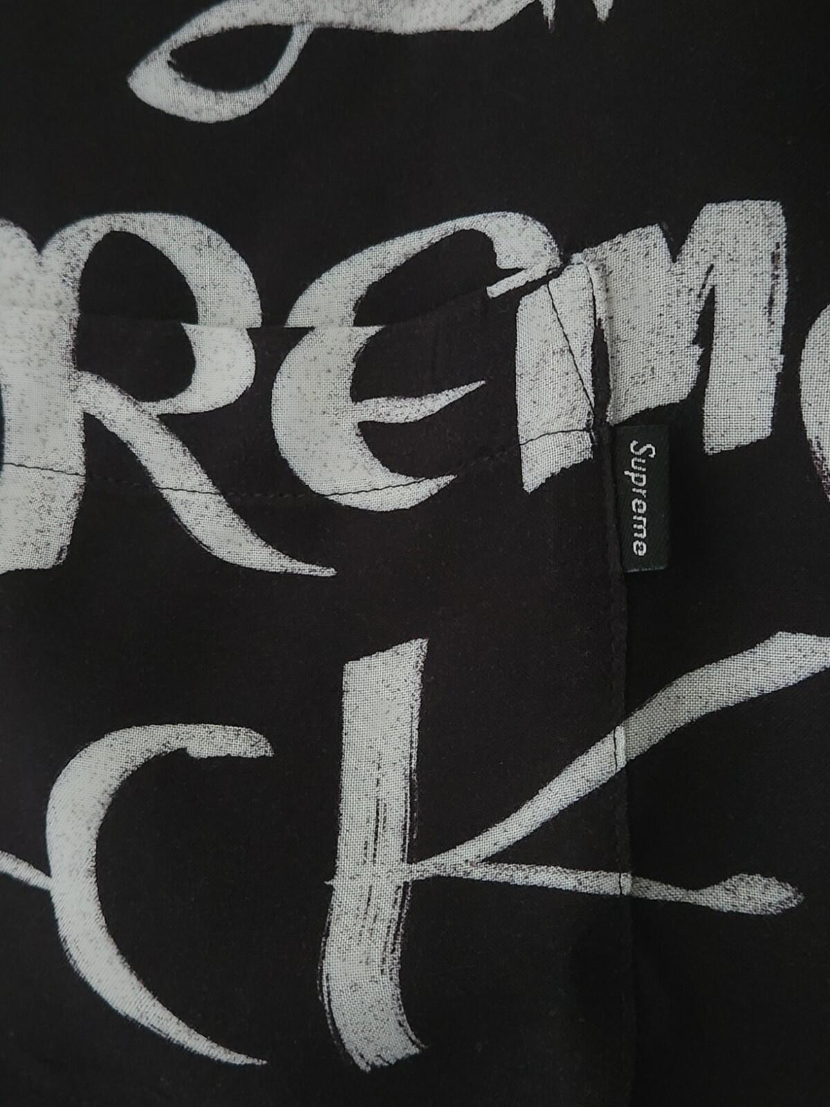 HW20 Supreme Black Arc Rayon S/S Hemd Schwarz Größe M Artwork von Scratch Perry