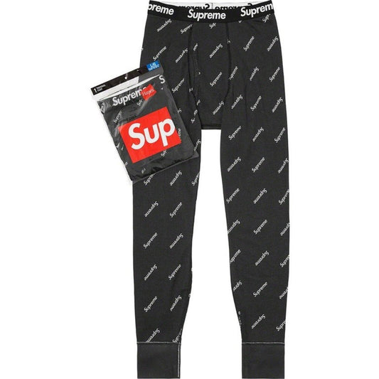 FW20 Supreme Hanes Pantalón Térmico (1 paquete) Logotipos Negros Talla XL
