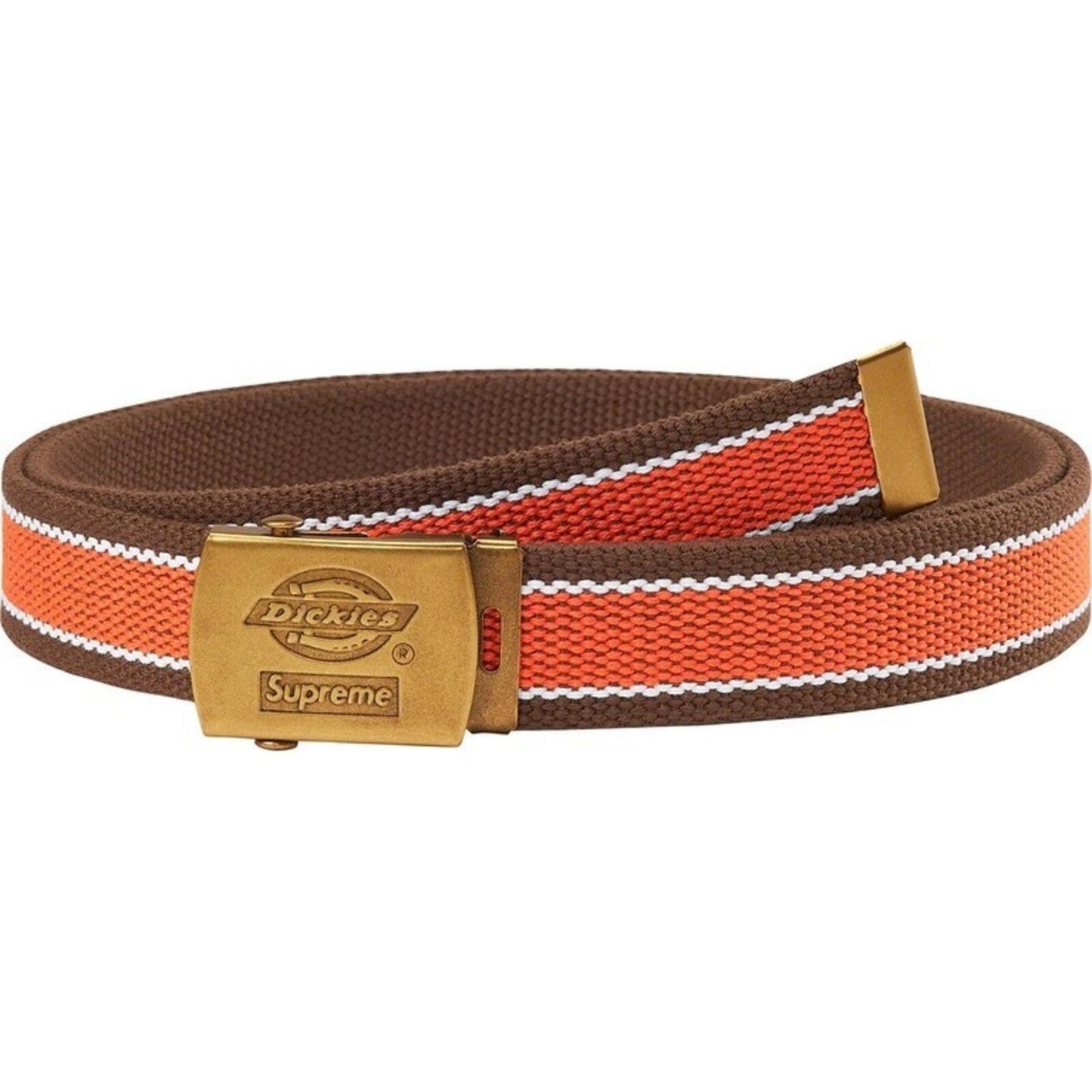 SS22 Supreme x Dickies Stripe Webbing Belt Brown