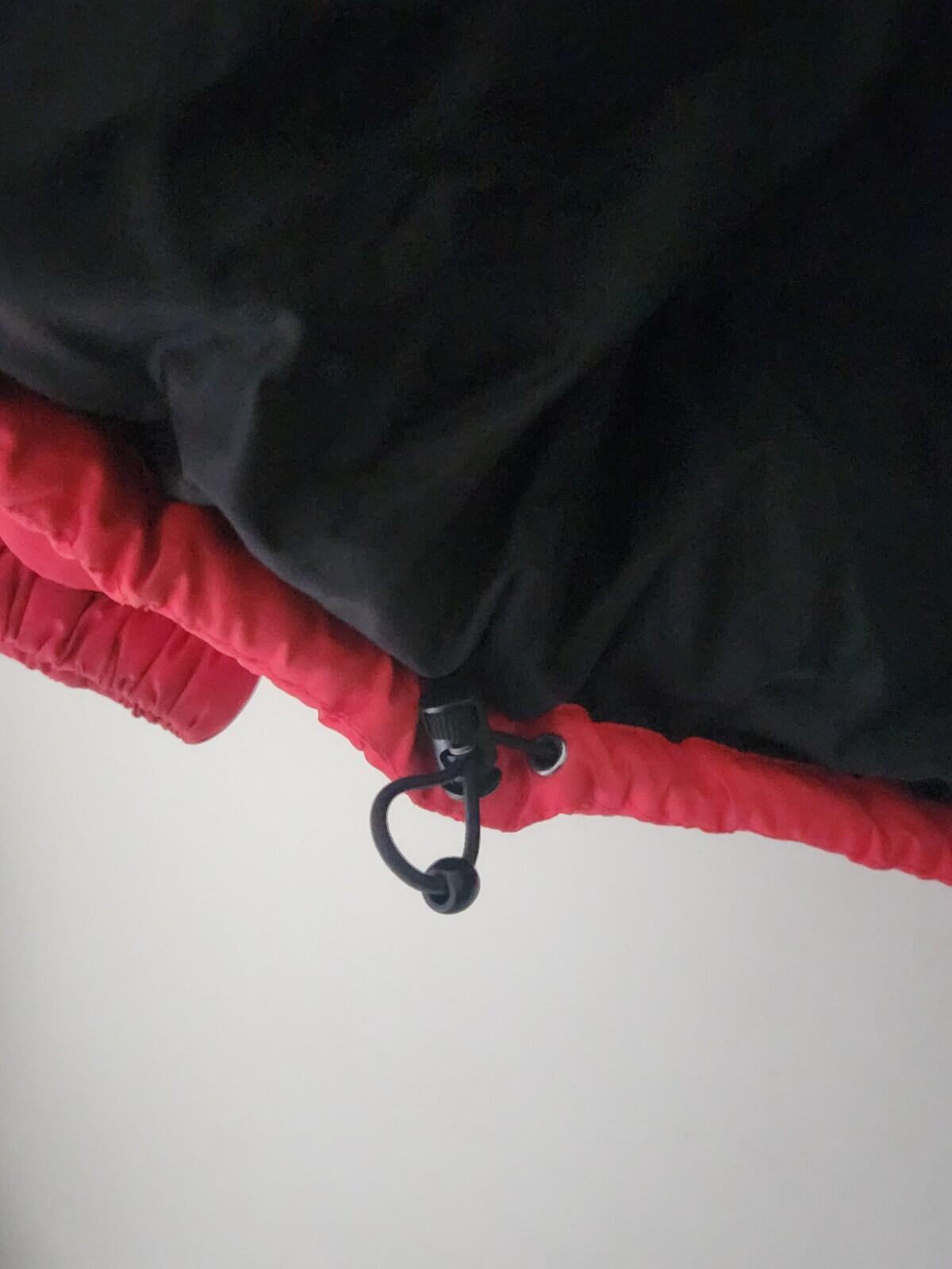 FW16 Supreme Logo Tape Puffy Jacket Size S Small Red Puffer