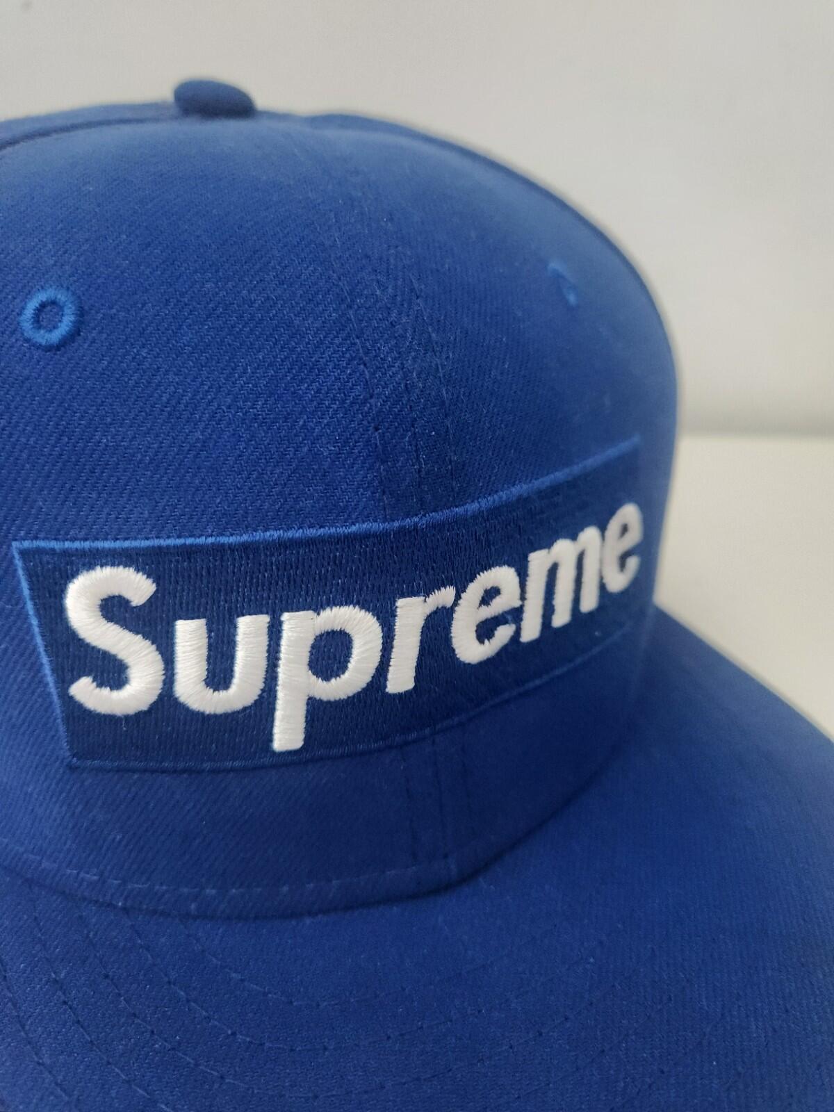 FW13 Supreme GORE-TEX Box Logo New Era Blau Rot Hut Wasserdichte Kappe 7 3/8 Vintage