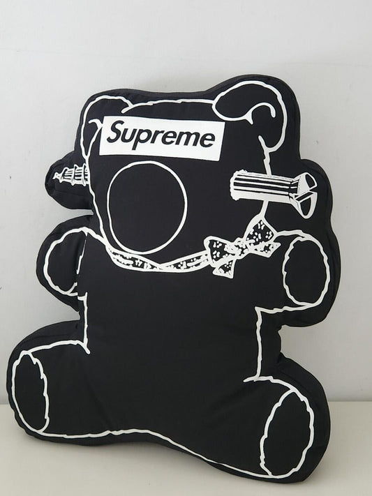 Almohada negra Supreme x Undercover Bear SS15, hecha en Japón, accesorio para el hogar