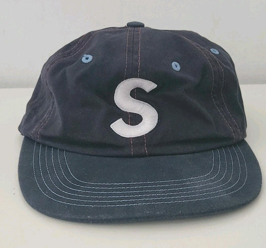 SS16 Supreme 2-Tone Washed S Logo 6-Panel IN NAVY GEFÄRBT