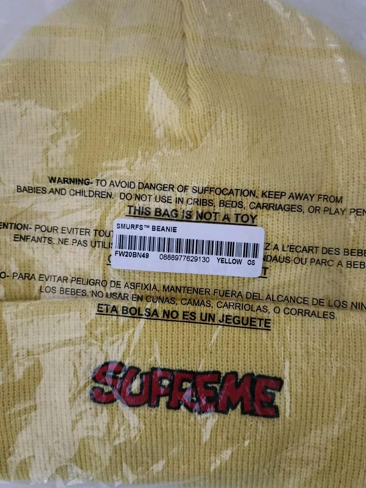 FW20 Supreme x Smurfs beanie Yellow Hat New With Tag