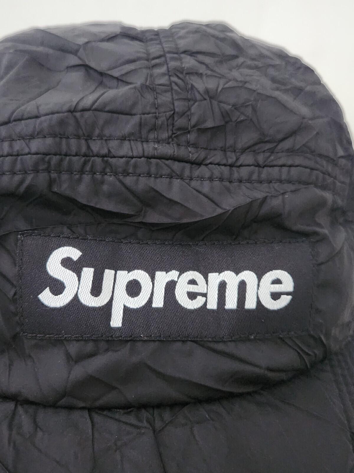 FW15 Supreme Wrinkled Nylon Soft Bill Camp Cap Hat Black Box logo 2015 Vintage