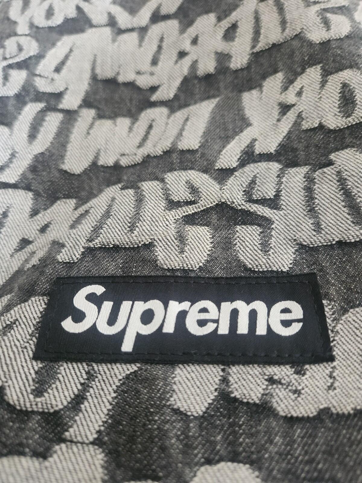 SS22 Supreme Fat Tip Jacquard Denim Backpack bag Black Rucksack