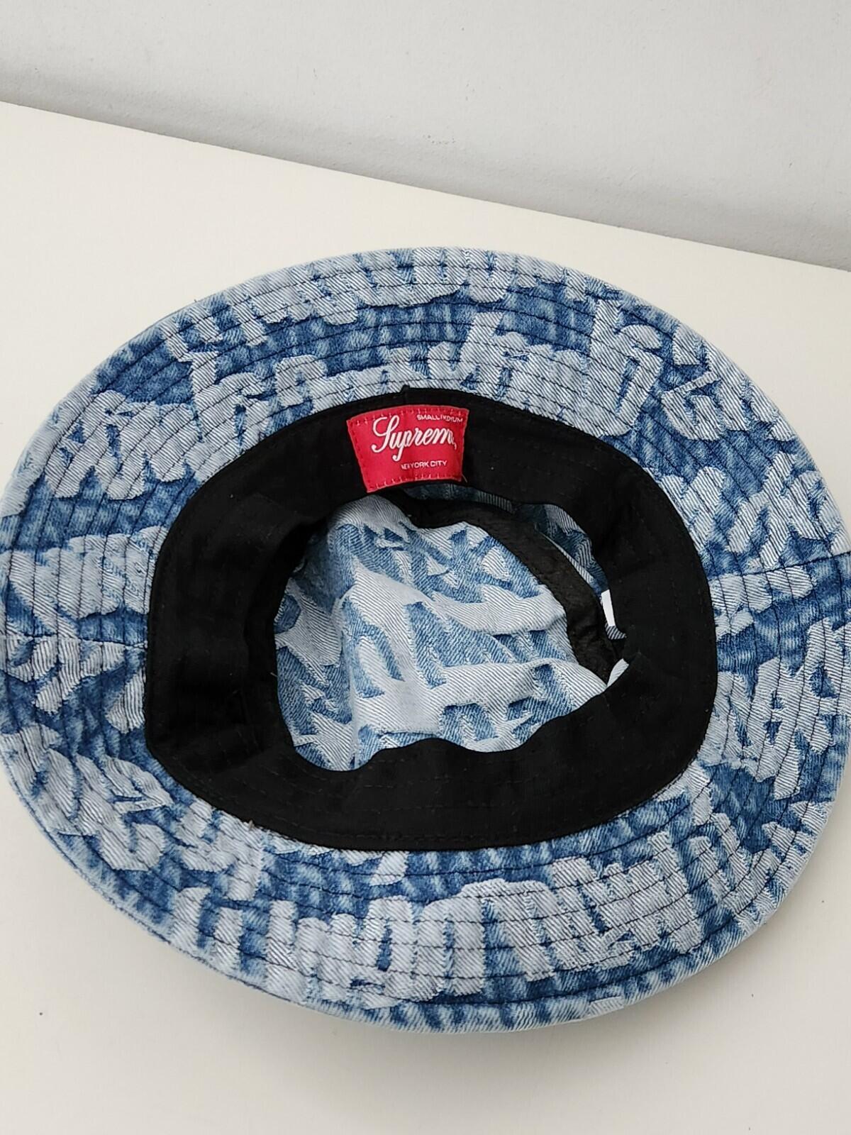 SS22 Supreme Fat Tip Jacquard Denim Crusher Hat Blue Size S/M