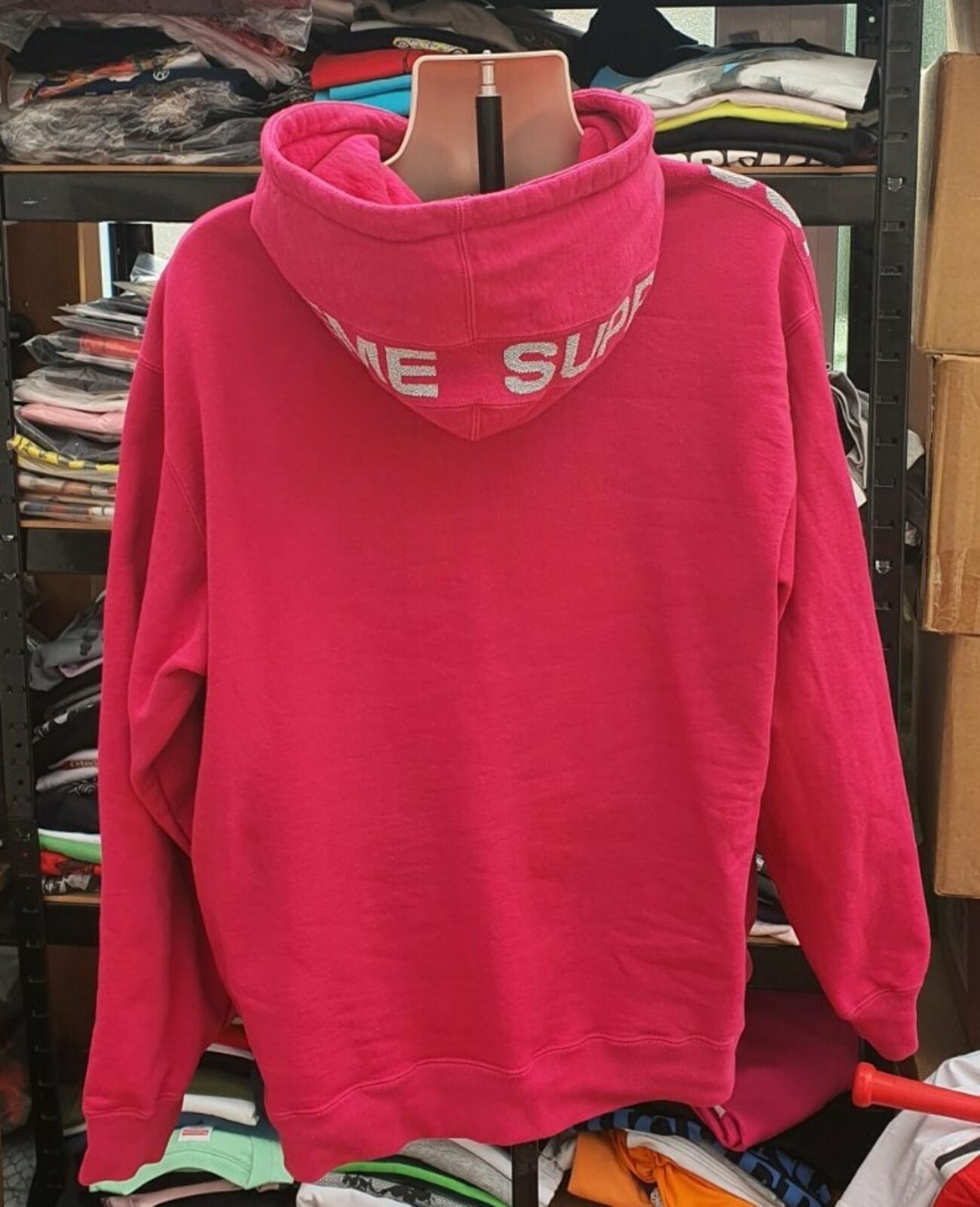 SS20 Supreme Metallic Rib Fuchsia Kapuzenpullover Größe XL Hoodie