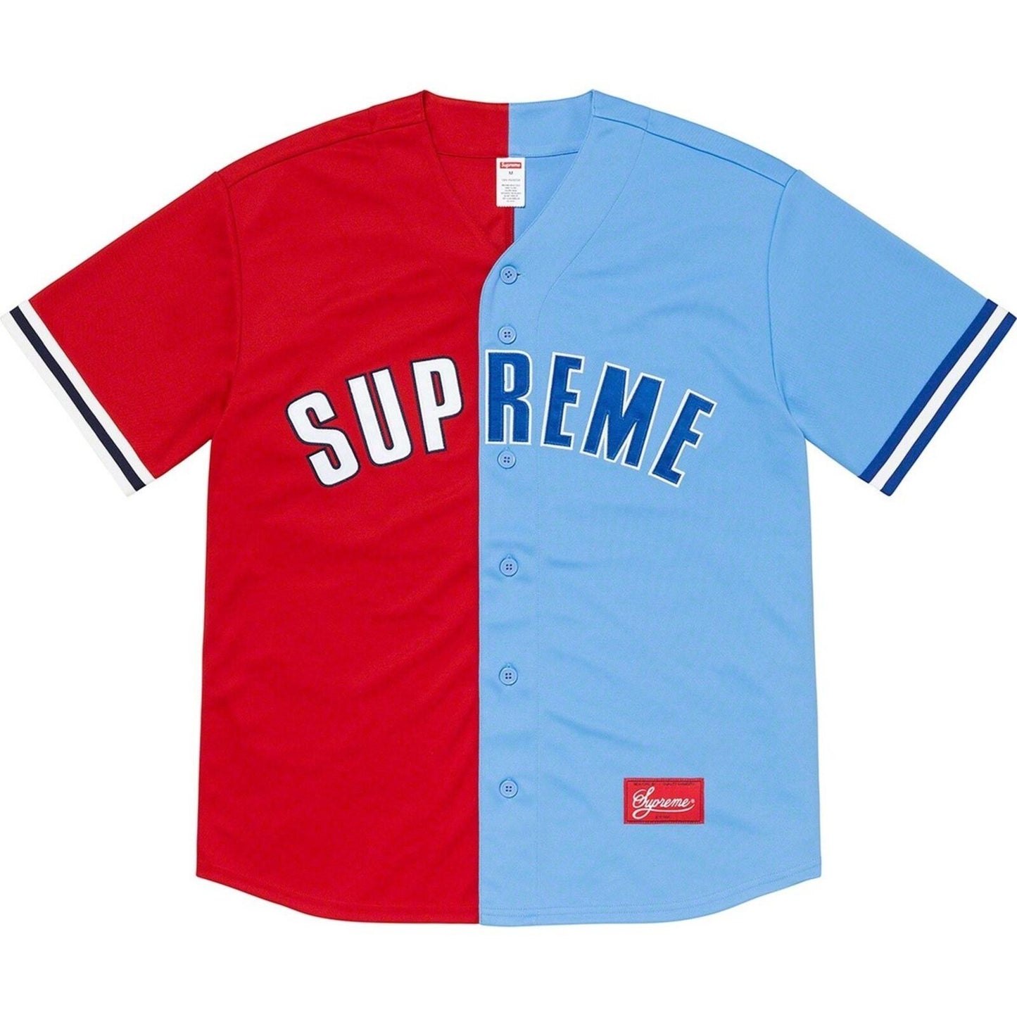 SS21 Supreme Don't Hate Baseball Jersey Size XL Red Blue Top