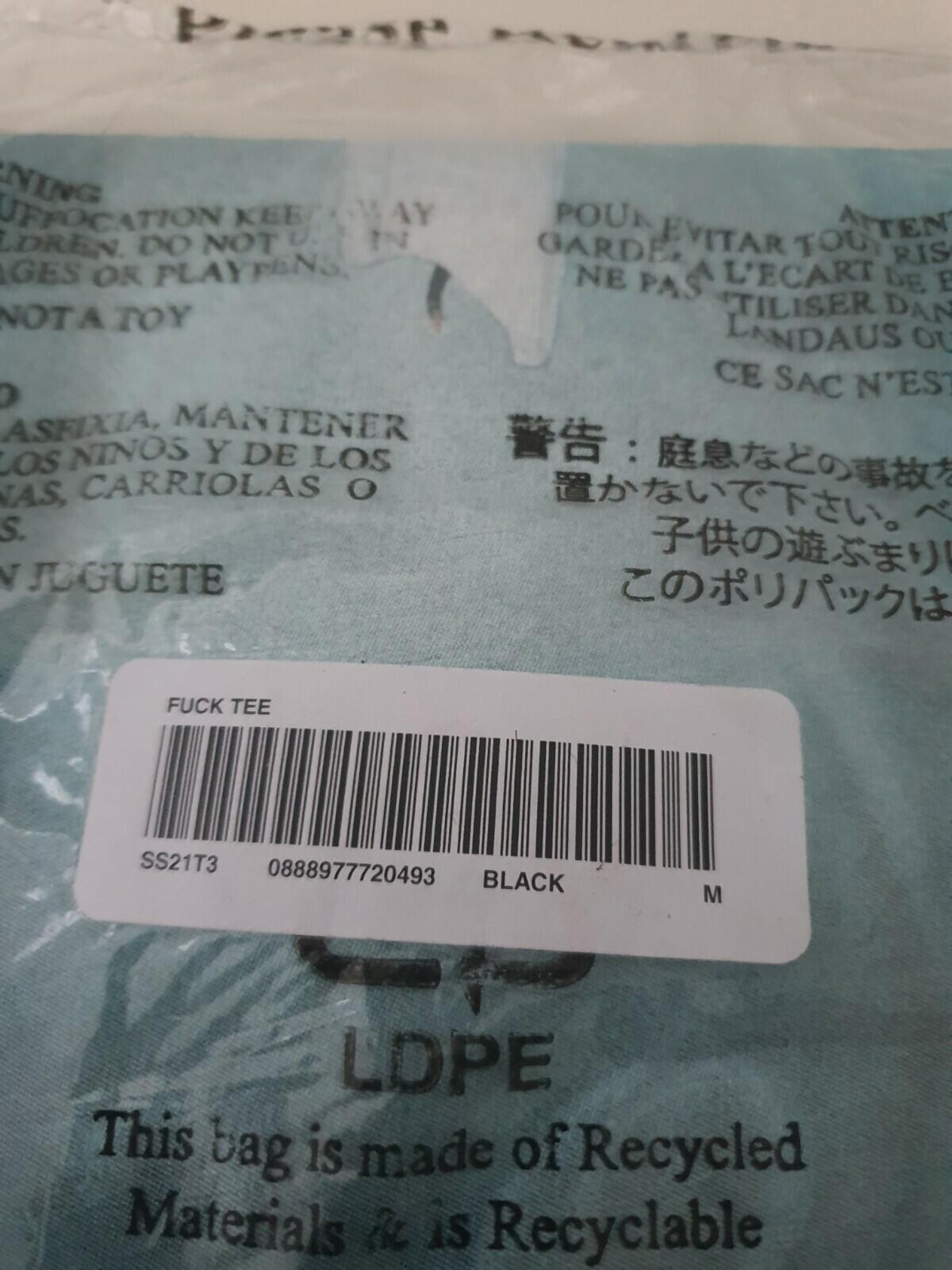 SS21 Supreme Fuc k Black Tee Größe M Medium T-Shirt Neu und Ungeöffnet