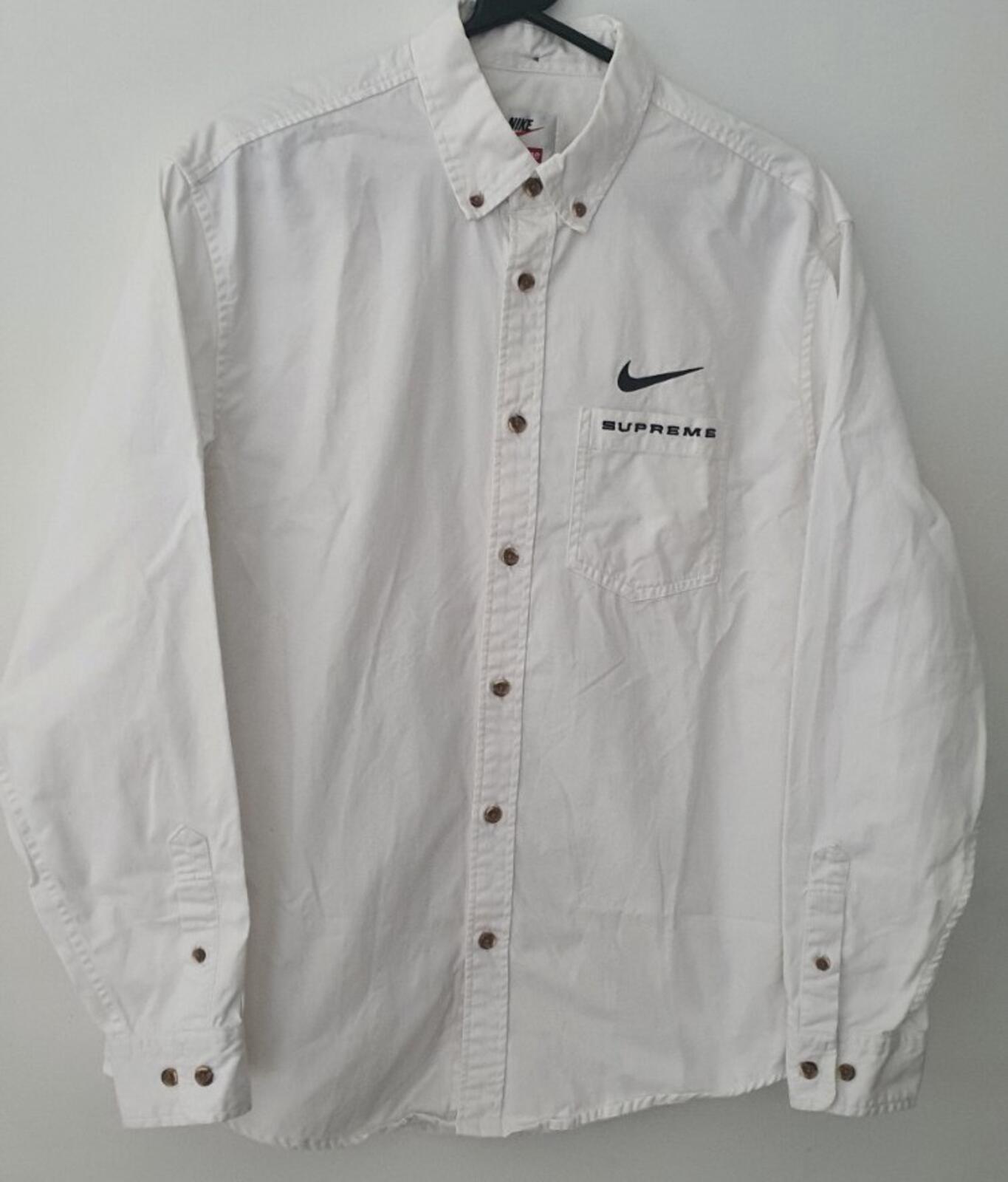 SS21 Supreme x Nike Cotton Twill shirt white size S small long sleeve