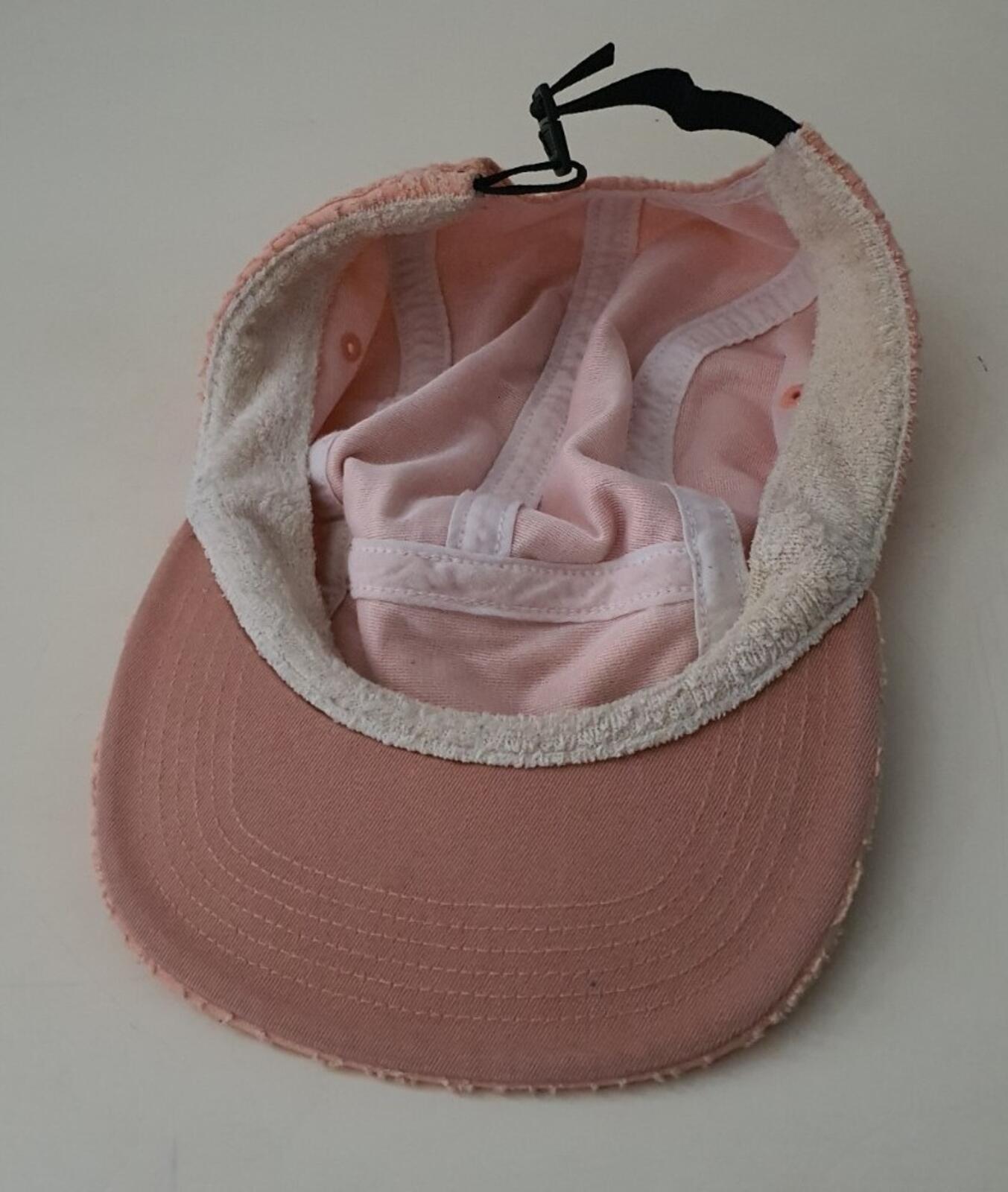 SS17 Supreme Text Stripe Terry Camp Cap Hat peach