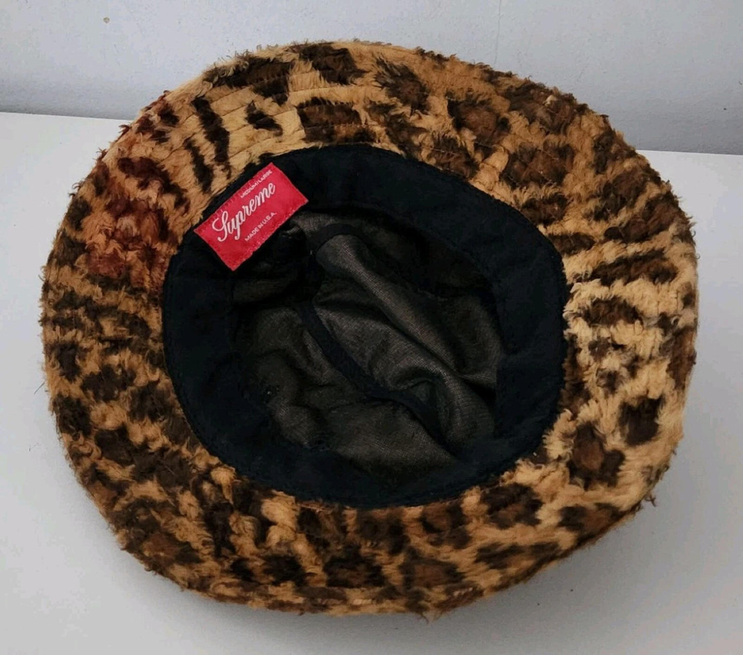 SS14 Supreme Fur Crusher M / L bucket hat Leopard Vintage 2014 Animal Print