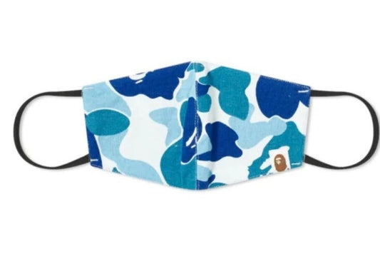 A BATHING APE Big ABC camo face mask cotton blue camouflage BAPE RRP £55