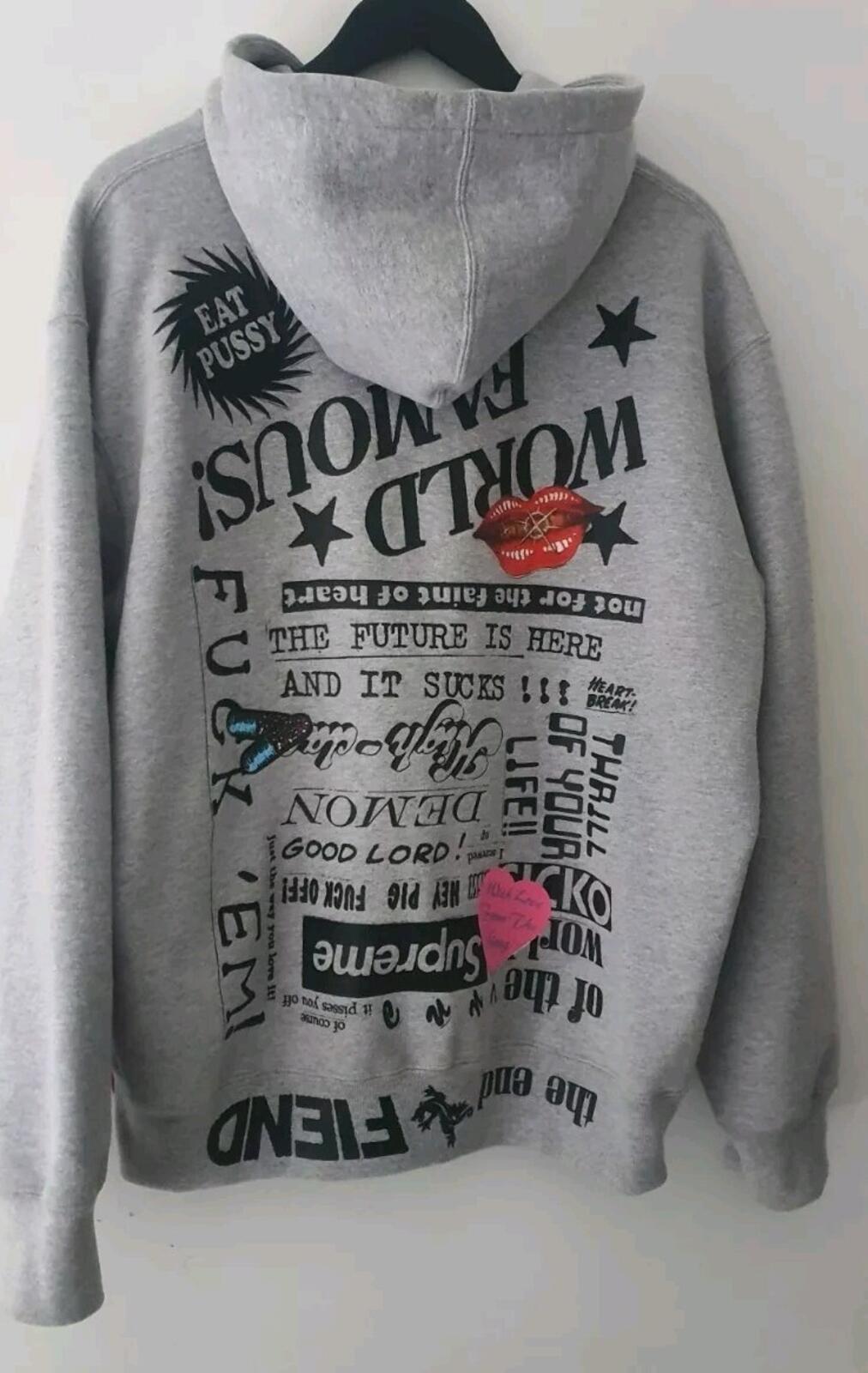 SS23 Supreme Fiend Hooded Sweatshirt Heather Grey Size M