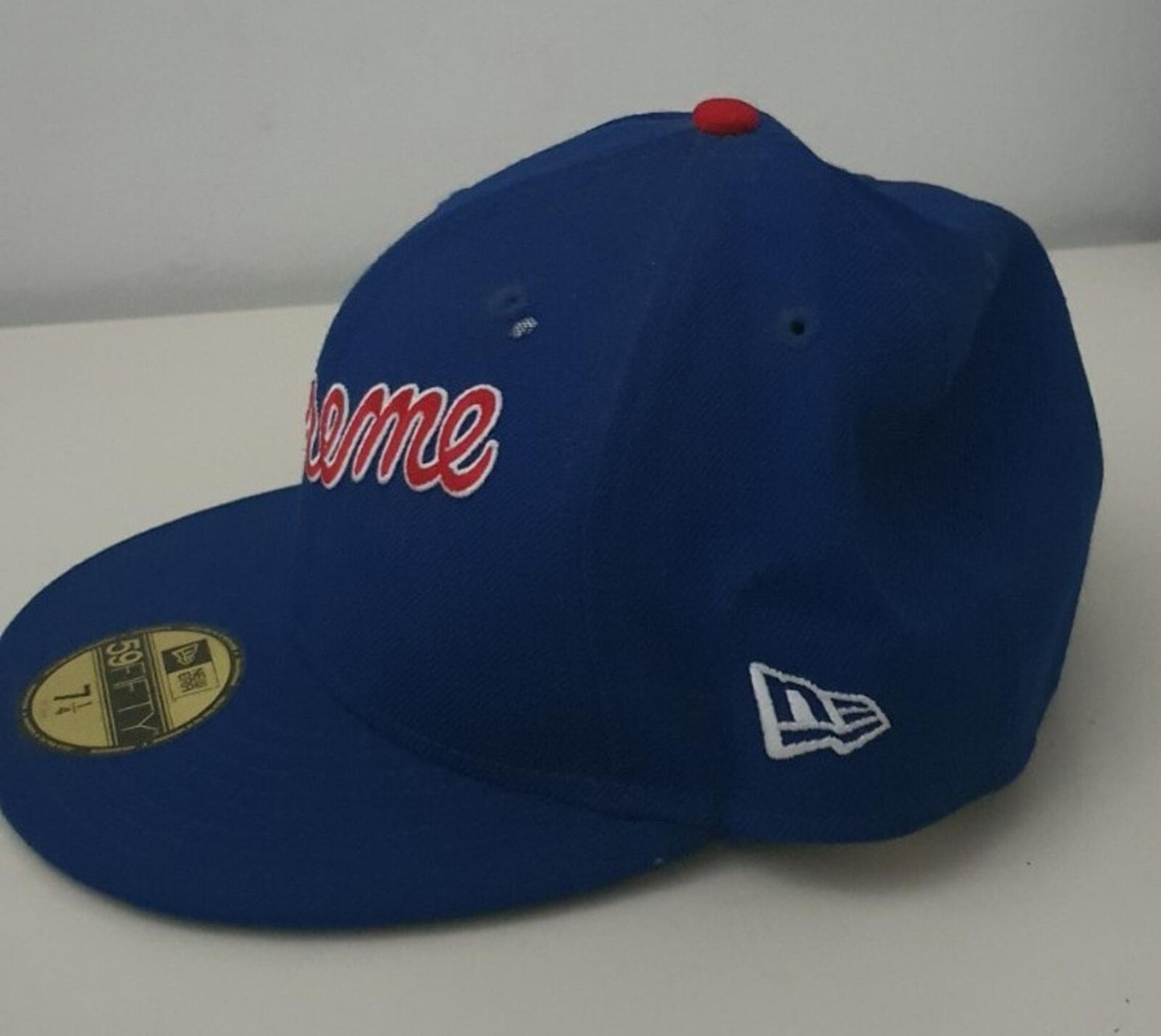 SS12 Supreme NO 1 Script New Era 59fifty fitted cap size 7 1/4 blue hat Vintage