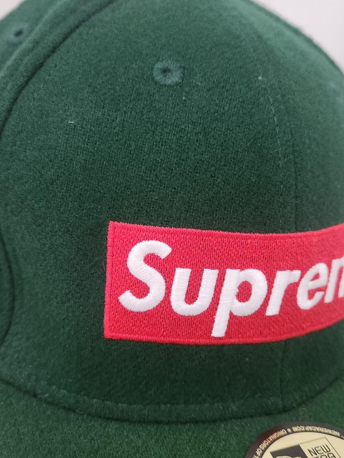 FW10 Supreme Woolrich Box Logo New Era green hat wool cap 7 3/8 Vintage 2010