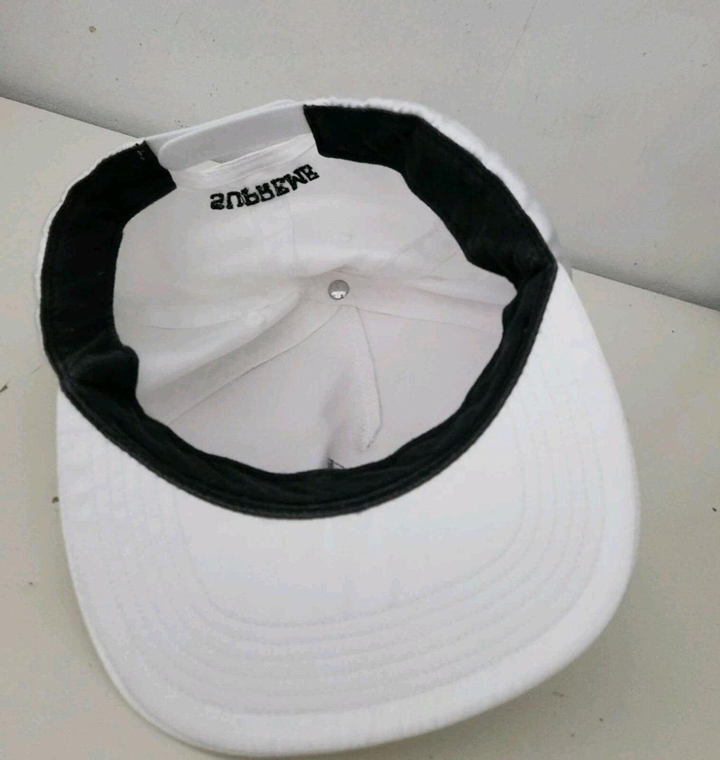 SS16 Supreme Playboy Satin 5-Panel hat white cap 2016 made in USA