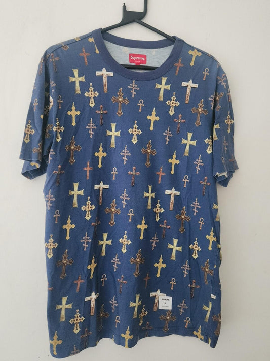 SS13 Supreme Crosses Tee Größe L großes marineblaues T-Shirt 2013 Vintage selten