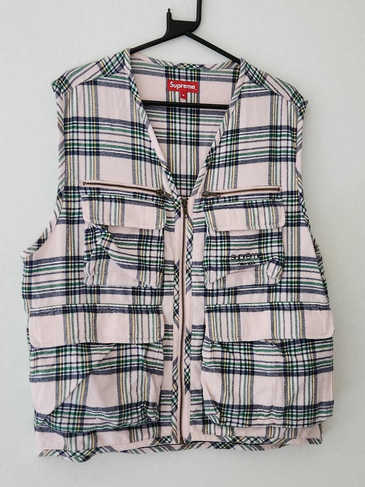 FW20 Supreme Tartan Flannel Cargo Vest size M Medium
