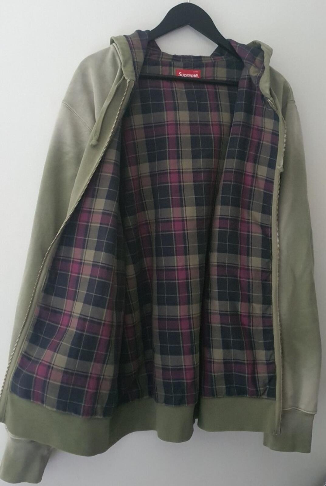 FW18 Supreme Bleached Zip Up Sweatshirt Size XL Light Olive Hoodie Hoody