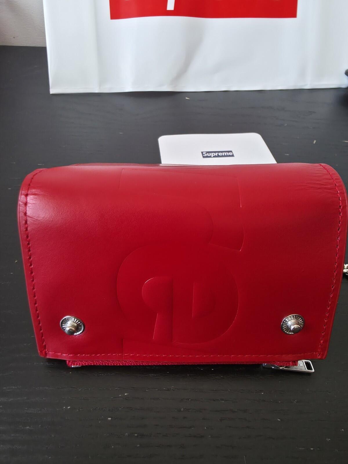 SS25 Supreme Lederketten-Geldbörse Rot