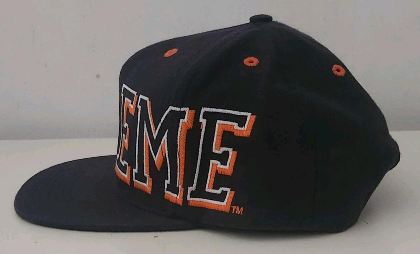 FW13 Supreme Banner 5-panel Navy Cap Big logo vintage hat ASAP ROCKY Rare 2013