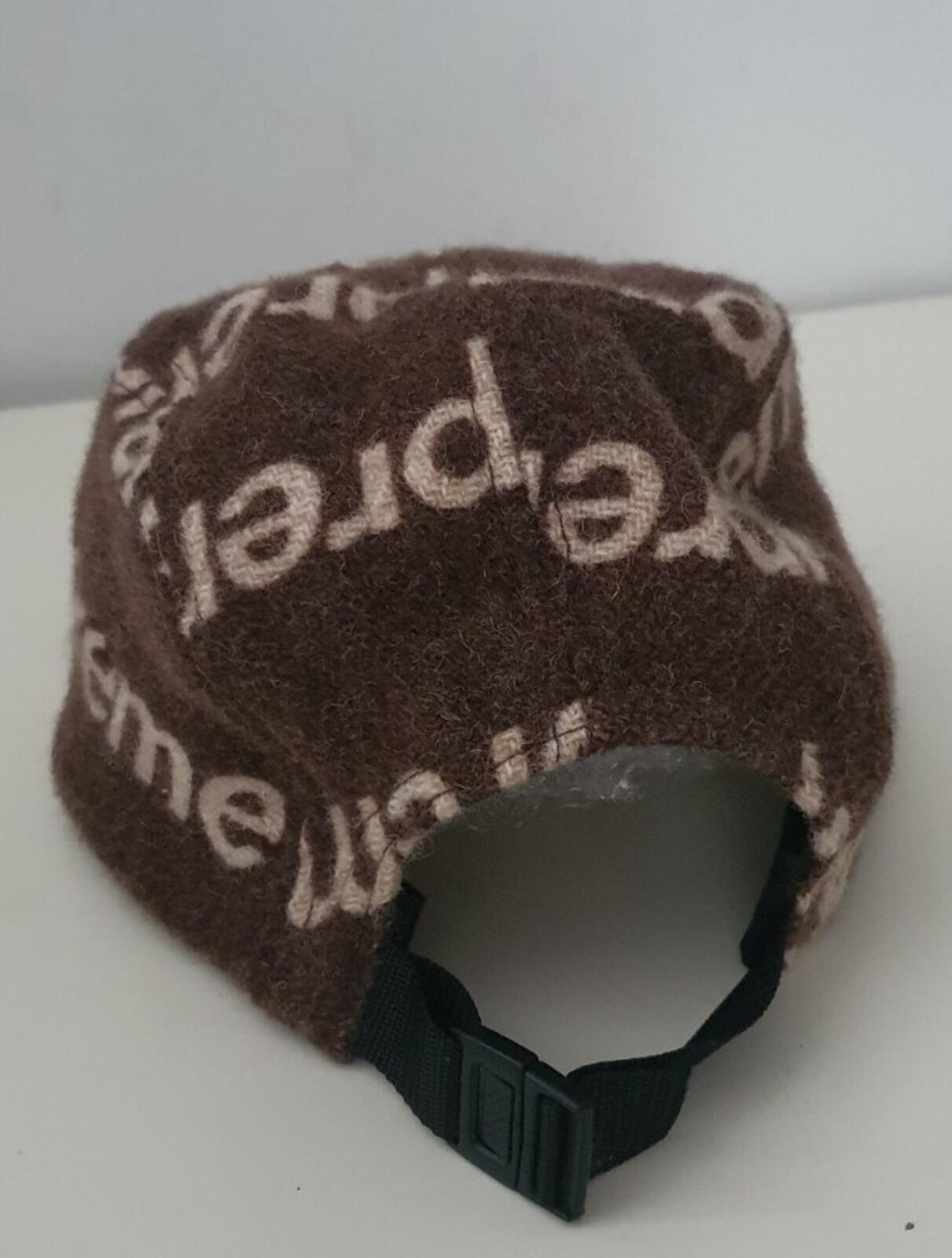 FW18 Supreme Harris Tweed camp cap Brown wool hat box logo