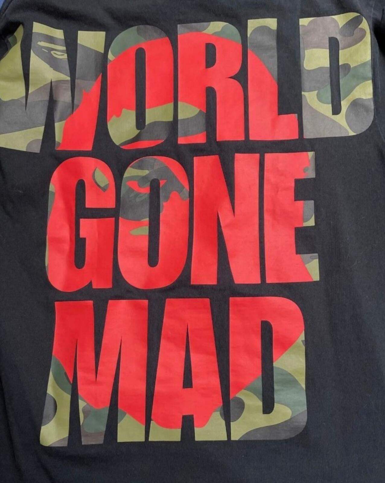 A Bathing Ape World Gone Mad Overlap Tee Black Size L BAPE