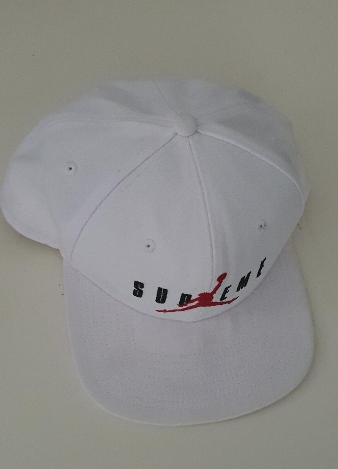FW15 Supreme x Jordan White 6-Panel cap Jumpman hat Rare