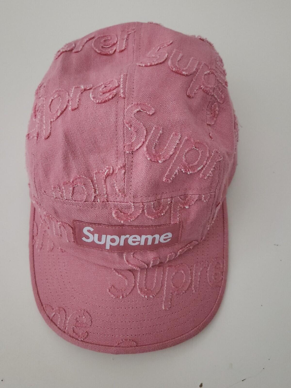 SS24 Supreme Lasered Denim Camp Cap Cotton Hat Pink