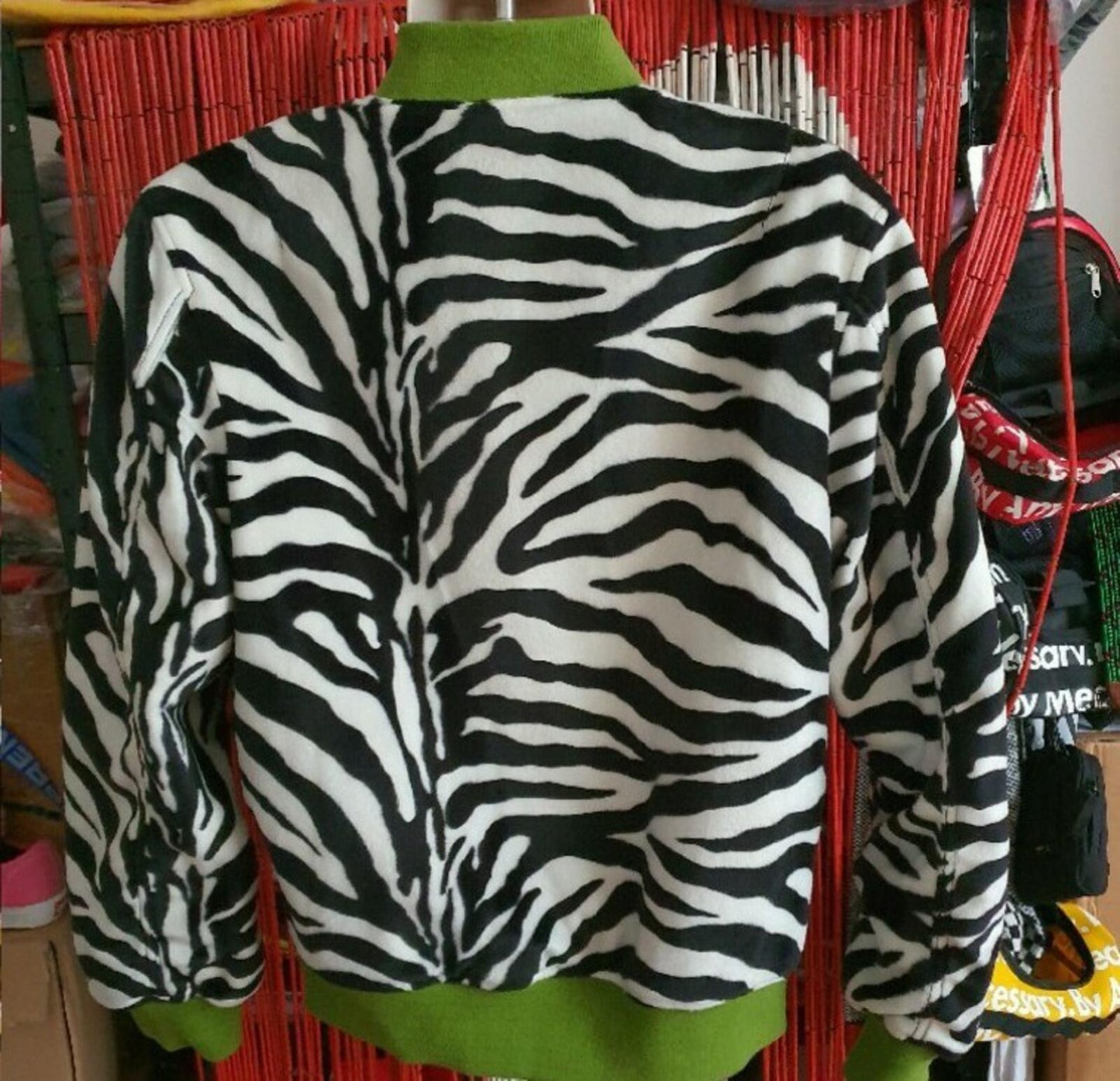 SS17 Supreme Contrast Stitch Reversible MA-1 Jacket Green Zebra Size M