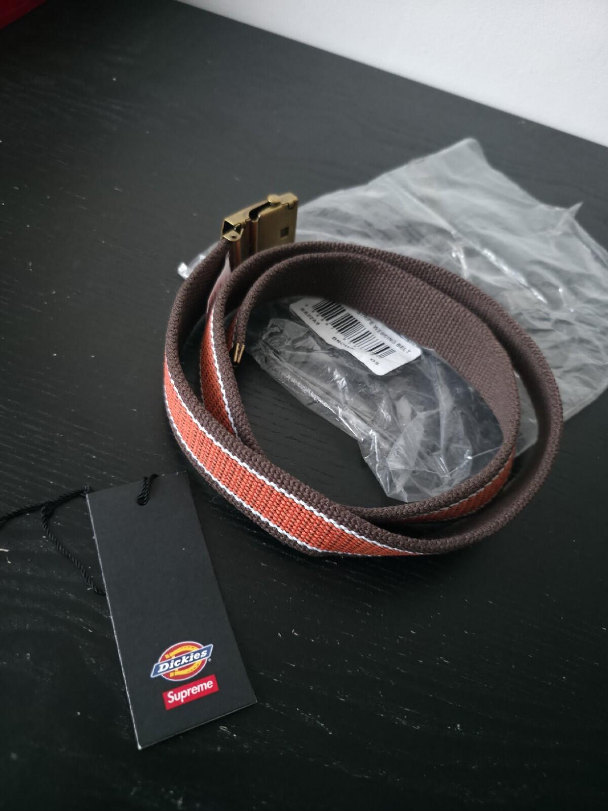 SS22 Supreme x Dickies Stripe Webbing Belt Brown