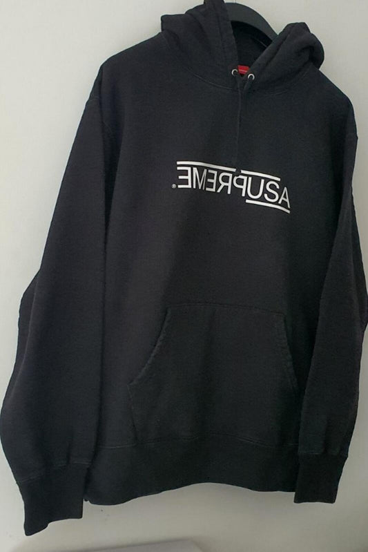 FW21 Supreme USA Hooded Sweatshirt schwarzer Kapuzenpullover Größe L Large