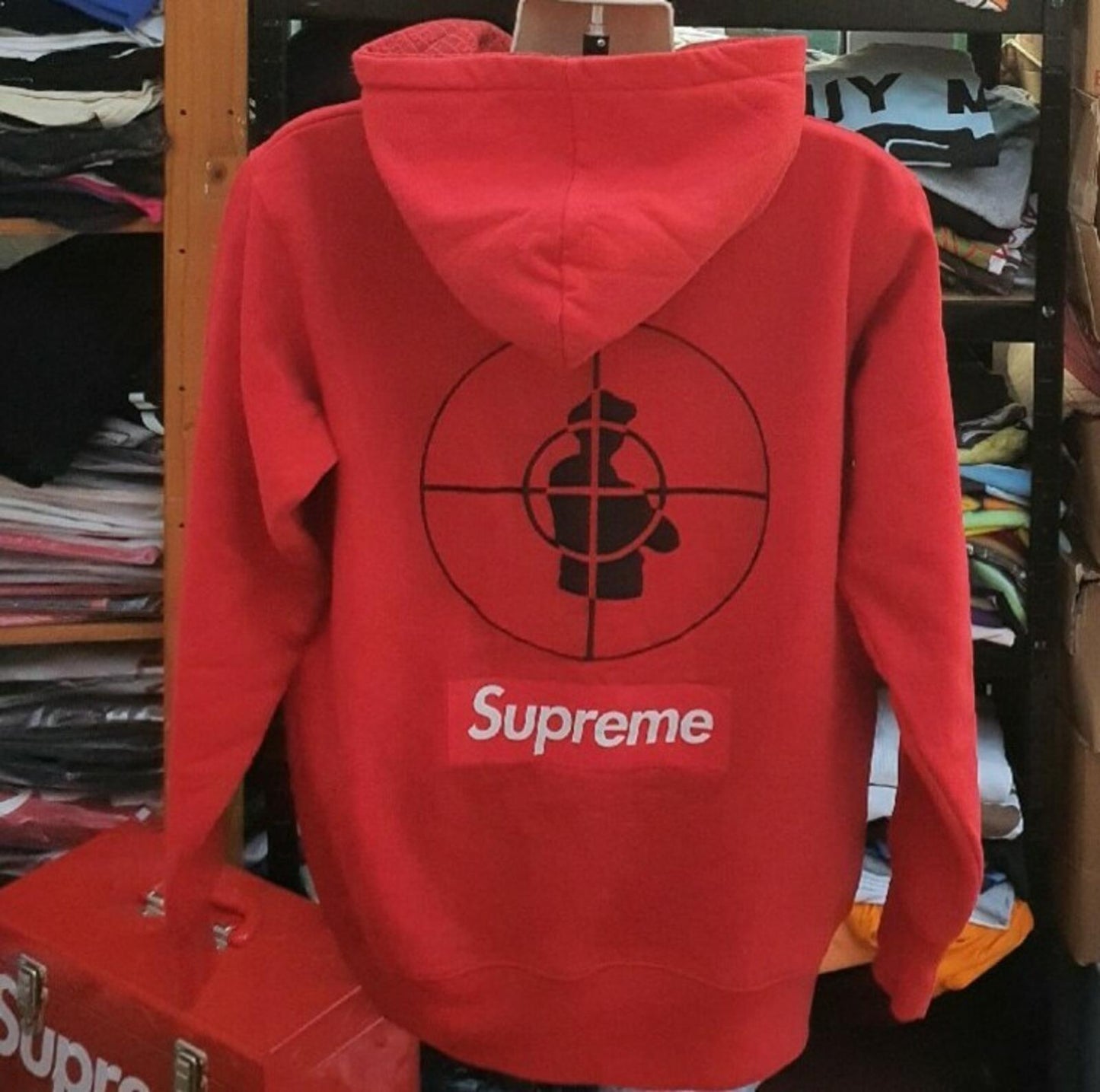 FW06 Supreme x Public Enemy Full Zip Hooded Sweatshirt Red Size L