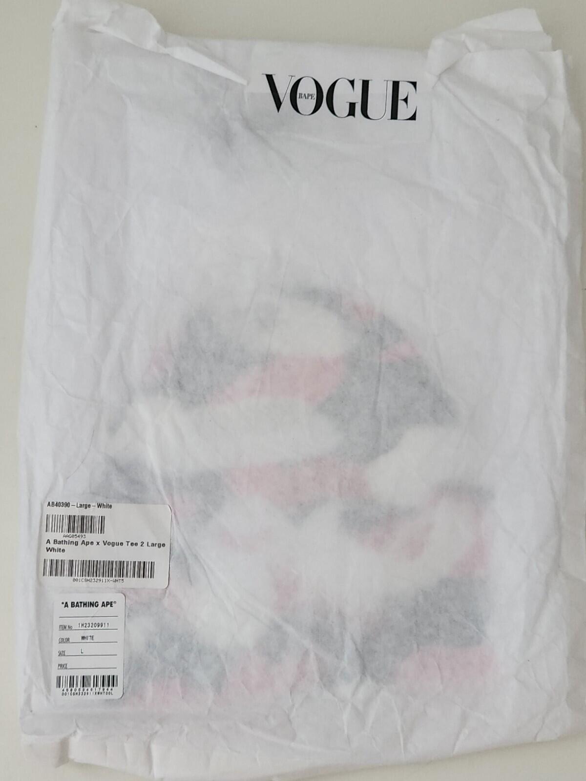A Bathing Ape x Vogue 2 Ape Head T-Shirt SS22 Größe L großes weißes T-Shirt BAPE Neu